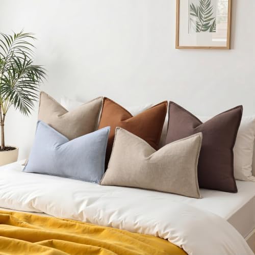decorUhome Fall Natural Linen Throw Pillow Covers 18x18 Set of 2 - Image 6
