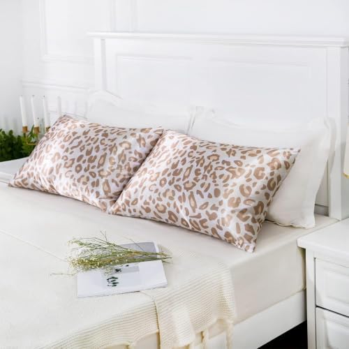 MR&HM Satin Pillowcase 2 Pack, Standard Size 20"x26", Champagne Leopard - Image 6