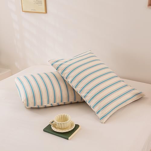 ECOCOTT Striped Pillowcases King Size Set of 2, 100% Washed Cotton Pillow Cases - Image 3