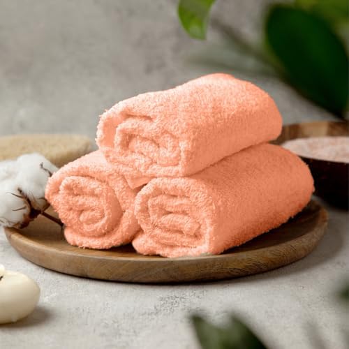 Towel and Linen Mart 100% Cotton - 12 Pack Wash Cloth Set - Flannel Face Cloths, Highly Absorbent and Soft Feel Fingertip Towels (Coral, Pack of 12) - Image 3