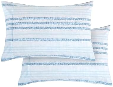 Elegant Comfort 6-Piece Sheet Set Deep Pocket Stripe, Cal King, Traci Aqua - Image 6