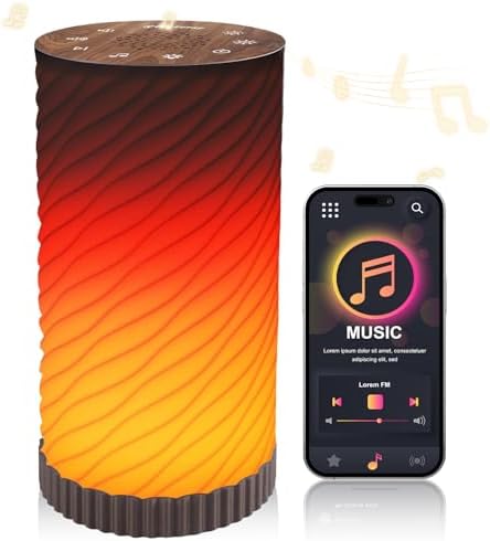 Touch Bedside Lamp with Sound Machine for Adults, Dimmable Night Light for Bedroom, 3-in-1 Bluetooth Speaker & White Noise Machine for Sleeping, Relaxation Dynamic Mood Lighting (Round) by Unknown