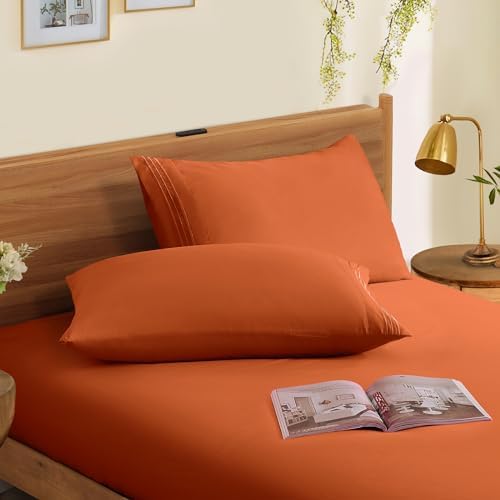 Horbaunal Microfiber Pillowcases Standard Size, Burnt Orange, 2 Pack - Image 3