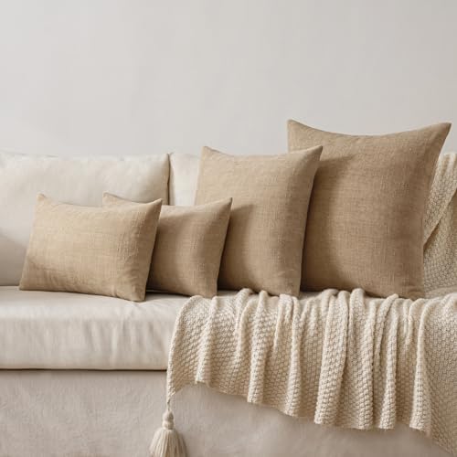 MIULEE 12x20 Inch Lumbar Textured Chenille Pillow Covers Starfish Khaki - Image 5