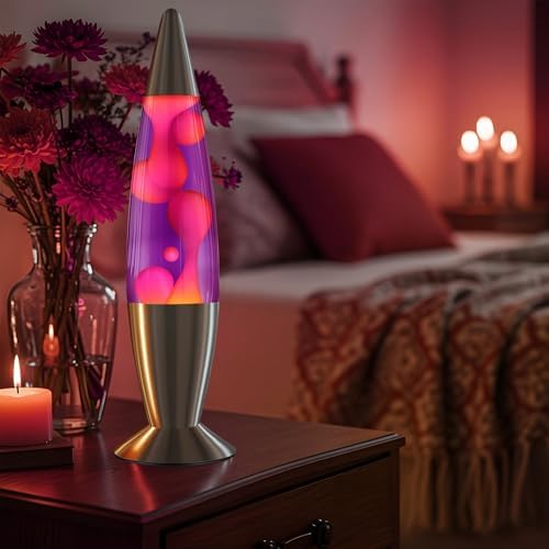 JAMBO 16" Beautiful Lamp- Purple with Pink Wax, Relaxing Liquid Light, Night Light Nightlight, Home Decor Living Room Office Bedroom Lamp for Adults Teens Kids, Magma Motion - Image 2
