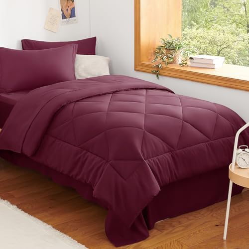 CozyLux Twin XL Comforter Set 68"x88" Burgundy by CozyLux