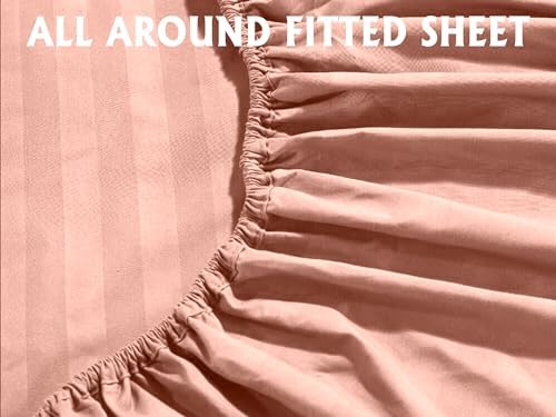 Elegant Comfort 6-Piece Damask Stripe Sheet Set, Dusty Rose - Image 4