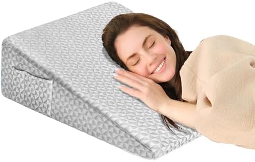 Wedge Pillow for Sleeping, 7.5" Memory Foam Bed Wedge for Back and Leg Use by COLDHUNTERBEDING