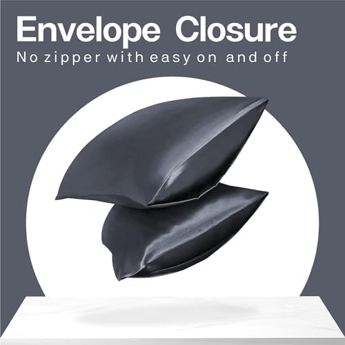 MR&HM Satin Pillowcase 2 Pack, King Size 20"x36", Space Grey - Image 6