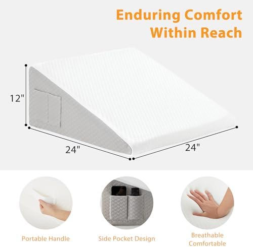 Ruqmuis Wedge Pillow for Sleeping, Triangle Incline Wedges for Acid Reflux - Image 4