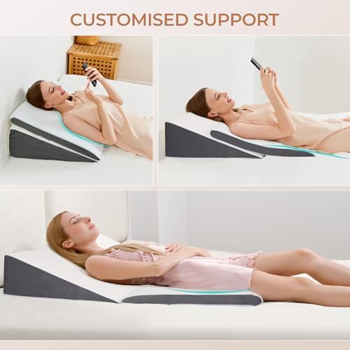 Vekkia Wedge Pillow for Sleep Apnea&Back Pain, Memory Foam Pillow Wedge - Image 6