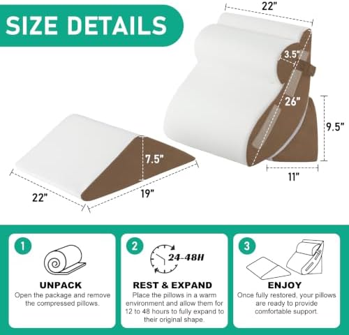 4PCS Wedge Pillow Set for After Surgery, Orthopedic Bed Wedge Pillow for Back - Image 2