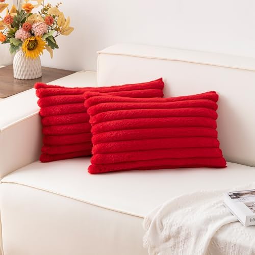 Aegero Pack of 2 Faux Fur Christmas Throw Pillow Covers 12x20 Inch by Unknown