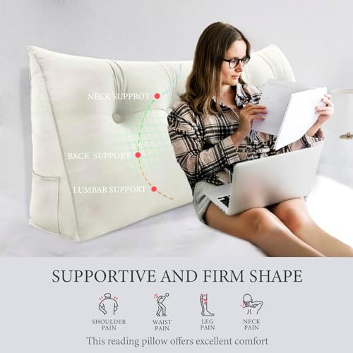 Bed Wedge Headboard Pillow King Bedrest Reading Pillow - Image 2