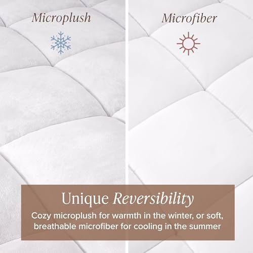 Bare Home Microplush Reversible Mattress Topper - Image 3
