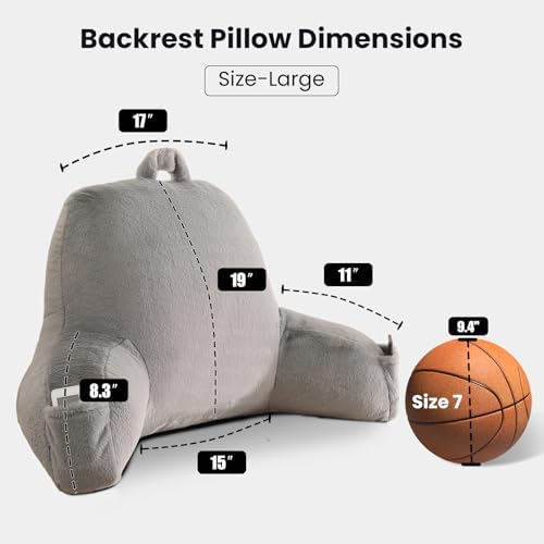 Large Plush Backrest Pillow for Sitting in Bed, Faux Fur - Image 3
