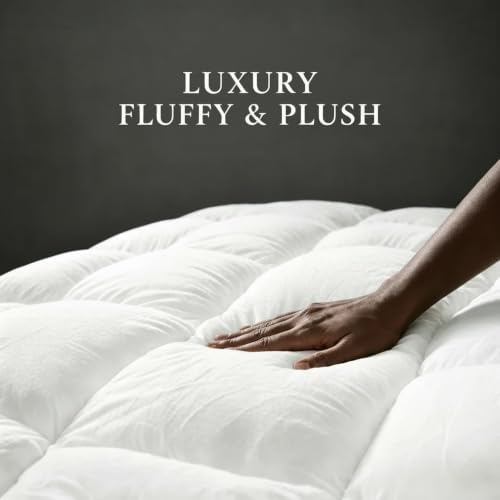 100% Cotton Mattress Topper King Size, Plush Pillow Top Mattress Topper - Image 4