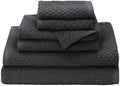 COTTON CRAFT Euro Spa Waffle Weave 6 Piece Towel Set - 100% Cotton - Charcoal by COTTONCRAFT