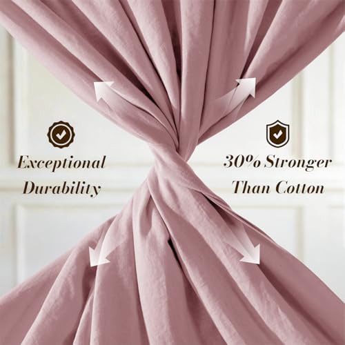 SONORO KATE 100% French Linen Cal King Size Sheets Set, Natural Flax Bedding - Image 4