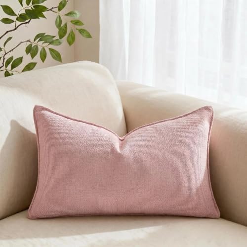 Fancy Homi Set of 2 Pink 16x24 Inch Soft Chenille Decorative Throw Pillow Covers - Image 7