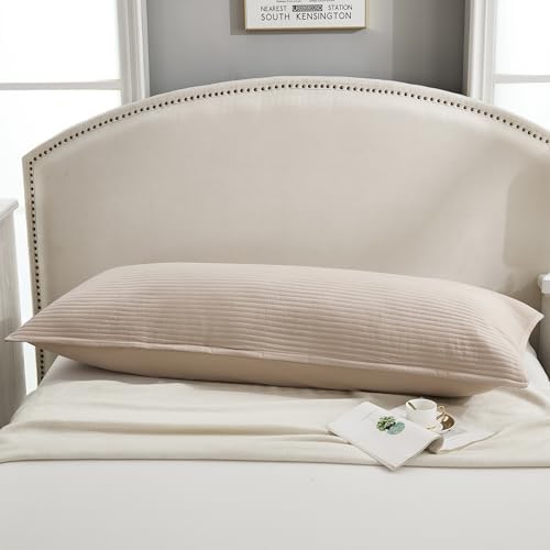 Quilted Body Pillow Cover, Striped Long Size 21"x54" Body Pillowcase 1PC Soft - Image 4