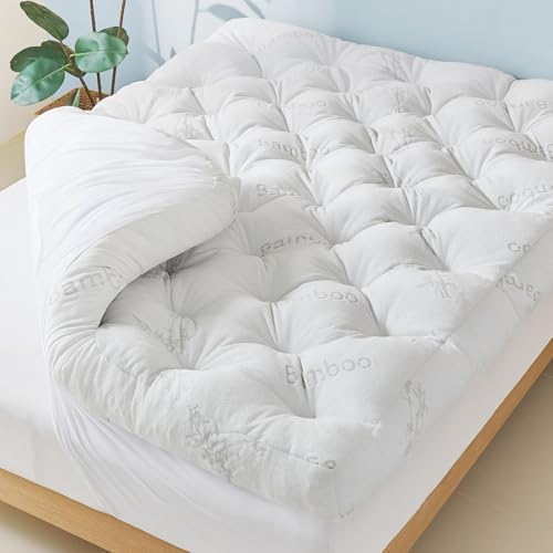 5 Inch Cooling Bamboo Mattress Topper Twin Size, 39x75 in, 2000 GSM by InspireCrafter