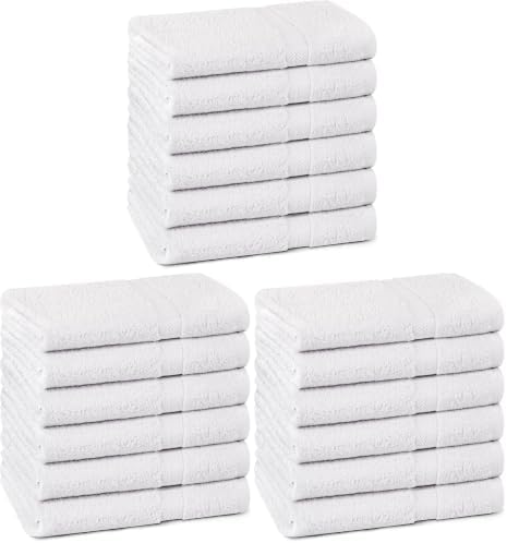 Towel and Linen Mart 100% Cotton White 18 Pack Bath Towel Set, Quick Dry, Super Absorbent, Light Weight, Soft Feel for Hotel, Spa and Bathroom (27 X 54) (White, 27 x 54 18 Pack) by T+%26+L+Towel+and+Linen+Mart
