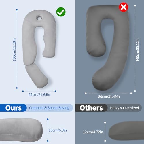 Pozico U-Shaped Full Body Pillow, 51-Inch Pregnancy Pillow - Image 3