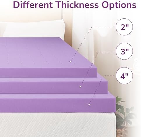 MLILY 4 Inch Full Lavender Infusion Memory Foam Mattress Topper - Image 5