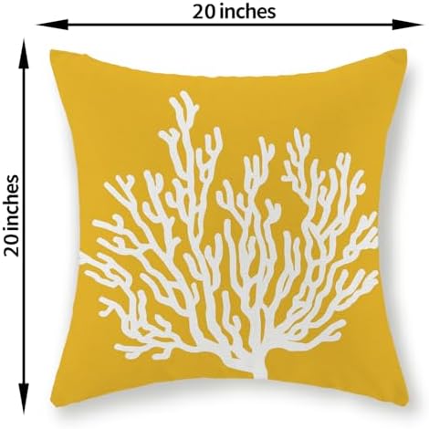 Coastal Pillow Covers 20x20 Set of 2 Yellow Coral Starfish Throw Pillows - Image 6