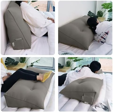WOWMAX Wedge Headboard Pillow Queen Reading Pillow Sitting in Bed LightGrey - Image 3