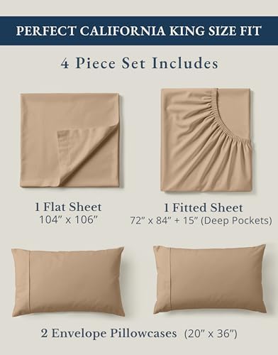LANE LINEN Cal King Sheet Set 100% Organic Cotton Soft 4pc Percale - Image 4