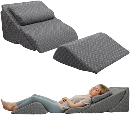 Adjustable Orthopedic Bed Wedge Pillow Set, Post Surgery Recovery, Memory Foam by LENORA