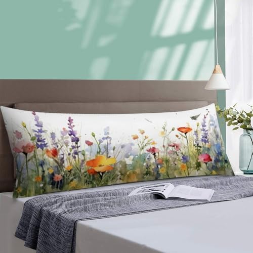 Daisy Lavender Floral Body Pillow Cover Pillowcase - Image 4