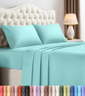 Full Sheets Set, 4 Pieces 16" Deep Pocket Hotel Luxury Bed Sheets, Spa Blue by UTOPIABEDDING