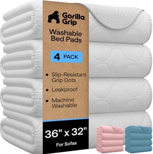 GORILLA GRIP Washable Reusable Underpads, 4 Pack White by GorillaGrip