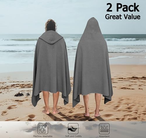 COTTON CRAFT Hooded Bath Towel for Adults – 2 Pack 100% Cotton Bath Sheet - Image 2