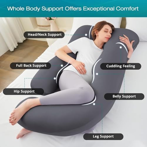 Cooling Pregnancy Pillows for Sleeping, Dark Grey - Image 2