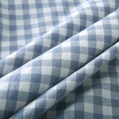 Mywinlle Dusty Blue Plaid Ruffle Gingham Throw Pillow Covers 18"x18" - Image 4