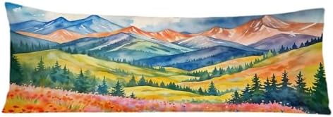Maximalist Mountain Floral Body Pillow Covers 20x54, Mountain Home Decor by Exqcom
