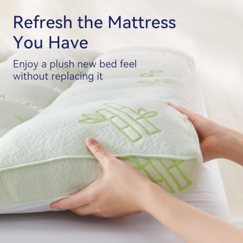 ELEMUSE Short Queen Bamboo Viscose Mattress Topper, Thick Pillow Top Pad - Image 5