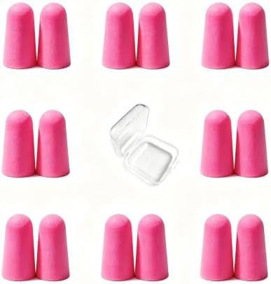 10 Pairs Rose Red Reusable Ear Plugs, 32dB NRR Noise Reduction, Washable by vvmotes