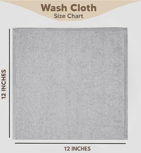 Towel and Linen Mart 100% Cotton - 12 Pack Wash Cloth Set - Flannel Face Cloths, Highly Absorbent and Soft Feel Fingertip Towels (Silver, Pack of 12) - Image 2