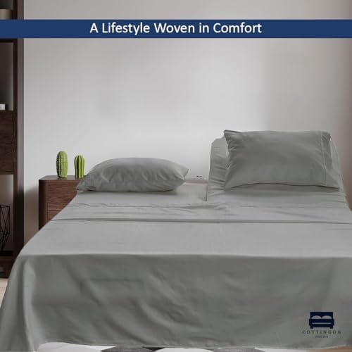 4 Piece Flex Head King Sheet Set 34" Top, 100% Egyptian Cotton, Light Grey - Image 4