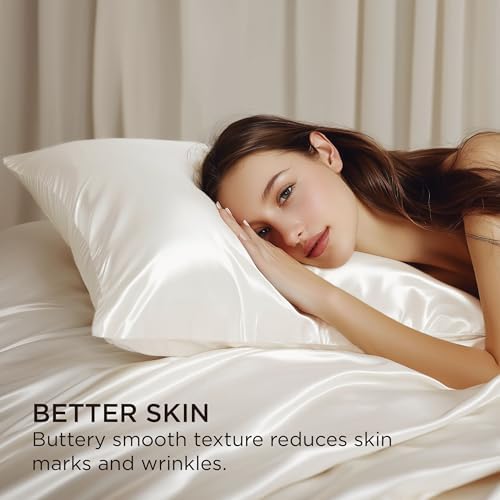 Bedsure Satin Pillowcase with Zipper, Pillow Cases Queen Size Set of 2 - Image 4