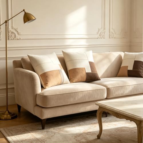 Neutral Geometric Color Block Throw Pillow Covers 18x18 Inch Set of 2 - Image 7