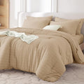 MUXHOMO 7 Pieces Oversized King Comforter Set, Seersucker Bed in a Bag by MUXHOMO