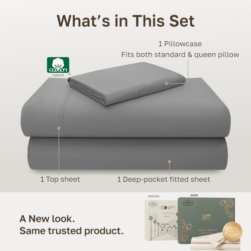 California Design Den 600 Thread Count Twin XL Sheet Sets, Mist Grey - Image 3
