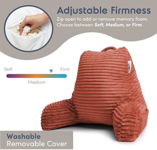 Nestl Reading Pillow with Shredded Memory Foam, Luxe Cut Plush Back Pillow - Image 3
