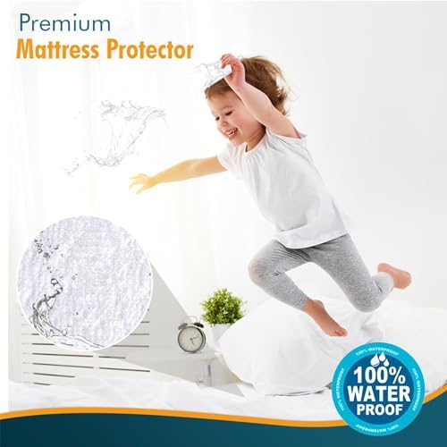 PlushDeluxe Waterproof King Mattress Protector, Terry Cotton - Image 4